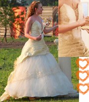 продам королевское золотисто-кремовое свадебное платье 