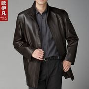 Продам новое мужское кожаное пальто 54/180 черный весна-осень Швеция 